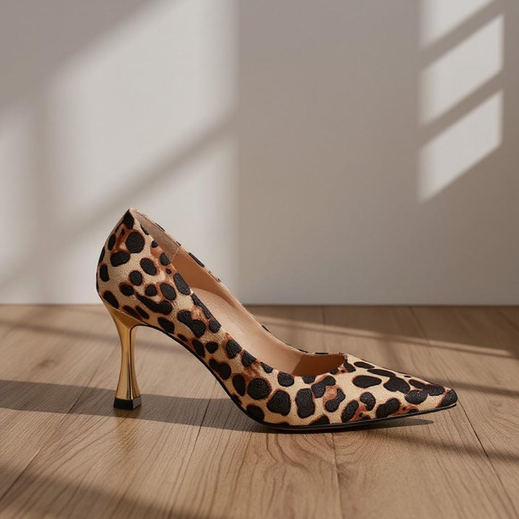 Leopard Print Stiletto Pumps, Pointed Toe Animal Print High Heels