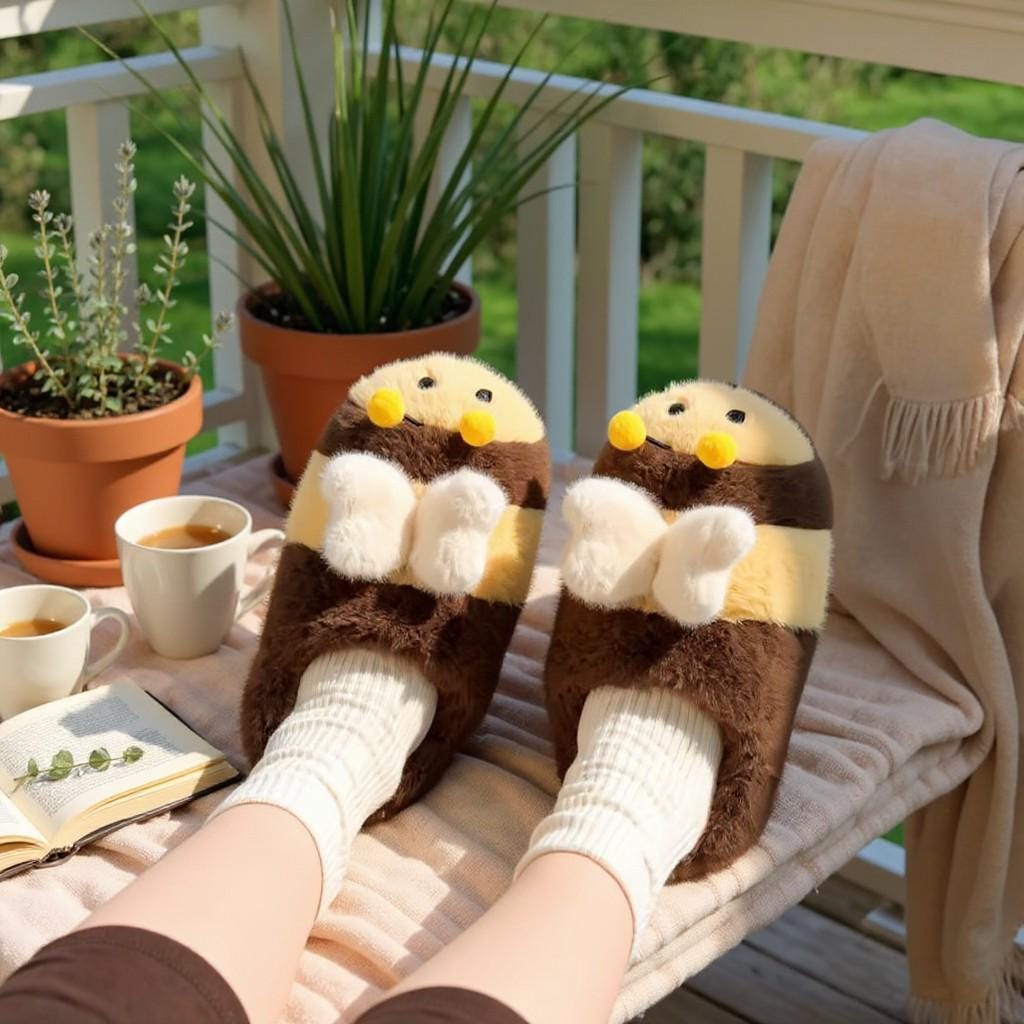 Hedgehog Slippers, Cute Fuzzy House Shoes, Plush Animal Slippers, Cozy Indoor Footwear