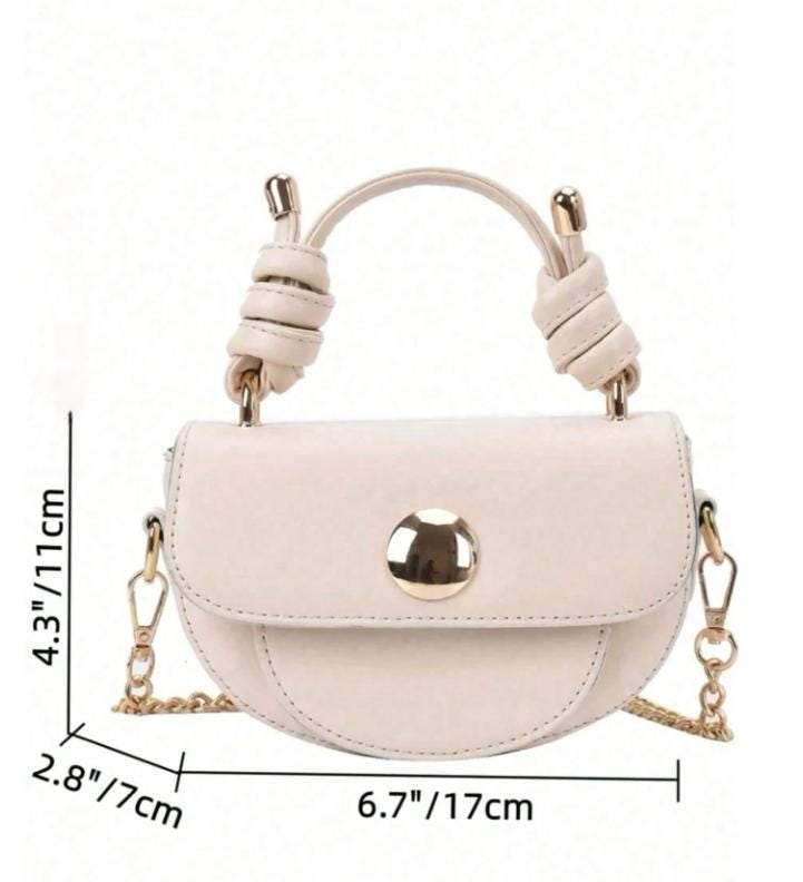 Ivory Top Handle Bag, Cream Shoulder Bag, Structured Flap Handbag, Small Crossbody Purse, Gold Hardware, Elegant Women's Bag