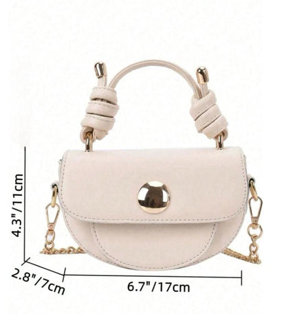Ivory Top Handle Bag, Cream Shoulder Bag, Structured Flap Handbag, Small Crossbody Purse, Gold Hardware, Elegant Women's Bag