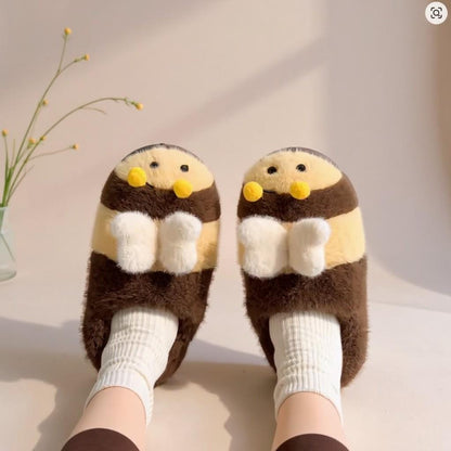Hedgehog Slippers, Cute Fuzzy House Shoes, Plush Animal Slippers, Cozy Indoor Footwear