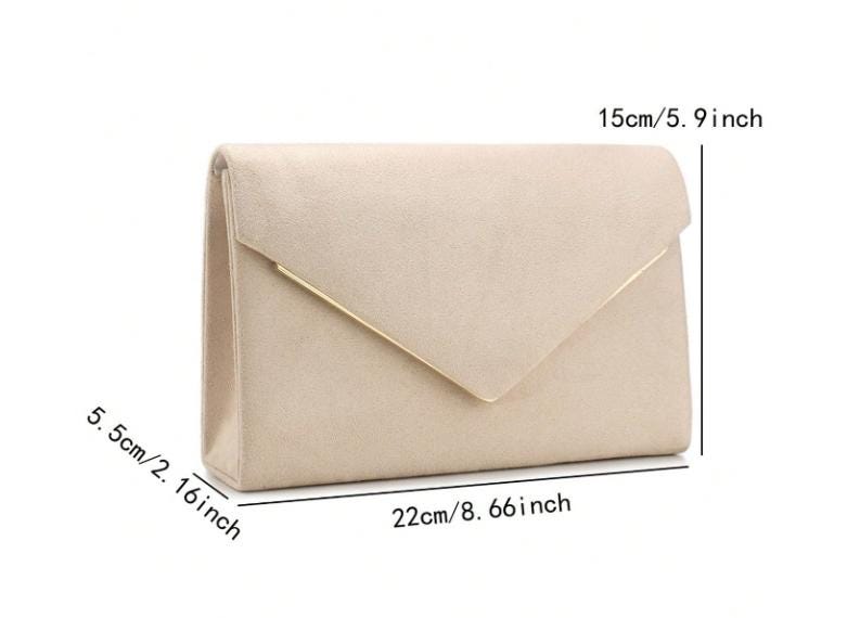 Ivory Clutch Bag, Cream Envelope Purse with Gold Chain, Elegant Evening Bag, Wedding Guest Handbag, Bridal Party Purse