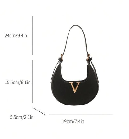 Black Hobo Shoulder Bag for Women, Minimalist Crescent Purse, Small Black Handbag, Elegant Everyday Bag