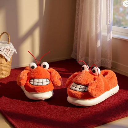 Lobster Slippers, Funny Fuzzy House Shoes, Plush Animal Slippers, Cozy Indoor Shoes