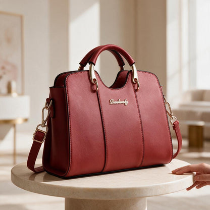 Burgundy Red Satchel Bag, Structured Handbag, Top Handle Shoulder Purse, Red Crossbody Bag, Elegant Women's Handbag