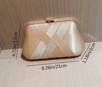 Champagne Clutch Bag, Woven Evening Purse, Beige Formal Handbag, Wedding Guest Clutch, Elegant Party Bag
