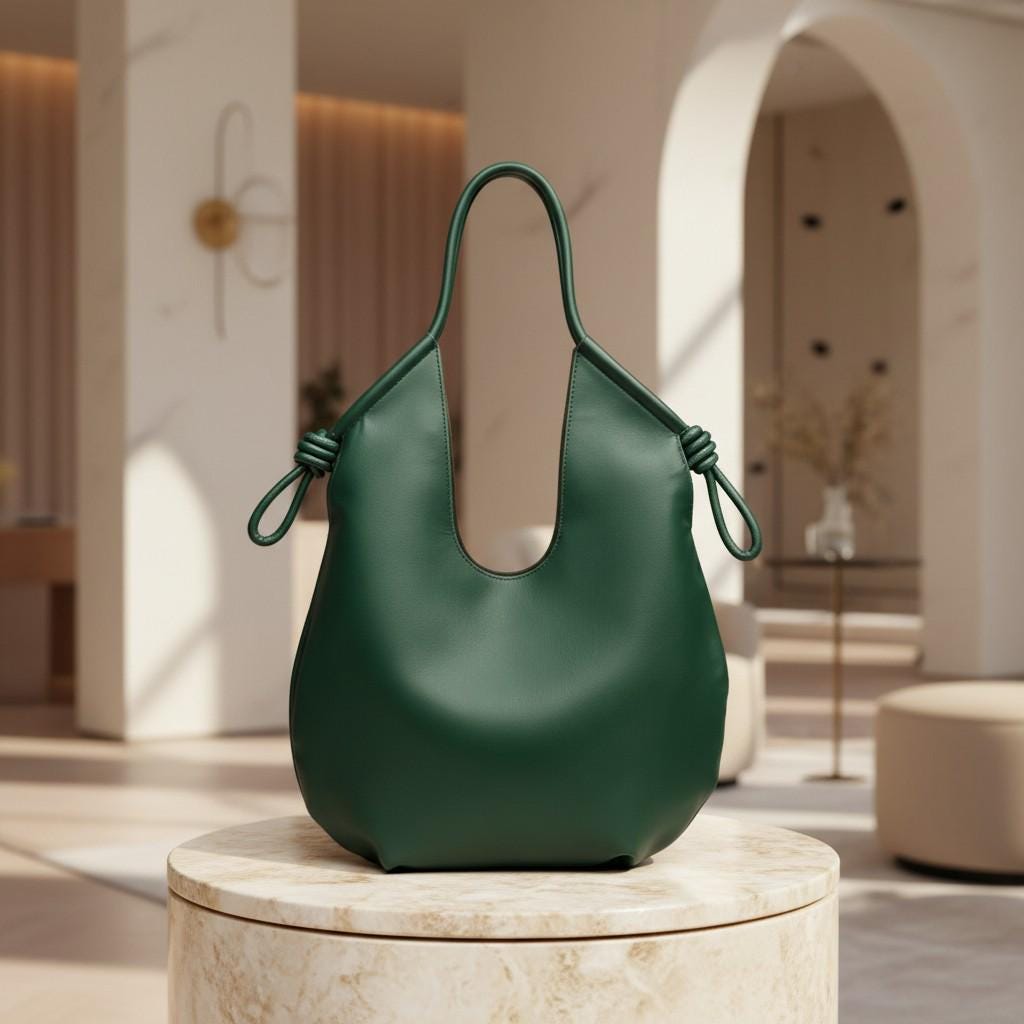Dark Green Hobo Bag, Slouchy Shoulder Purse, Minimalist Green Handbag, Soft Everyday Tote, Forest Green Shoulder Bag