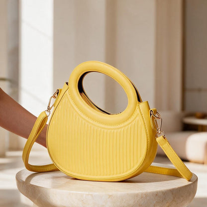 Yellow Top Handle Bag, Mini Crossbody Purse, Structured Shoulder Bag, Bright Yellow Handbag, Cute Everyday Bag, Small Purse