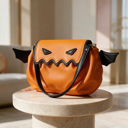 Orange Crossbody Bag, Cute Flap Shoulder Purse, Small Statement Handbag for Women, Trendy Everyday Bag