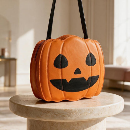 Pumpkin Crossbody Bag, Halloween Shoulder Purse, Jack O Lantern Bag, Orange Fall Purse, Spooky Autumn Accessory
