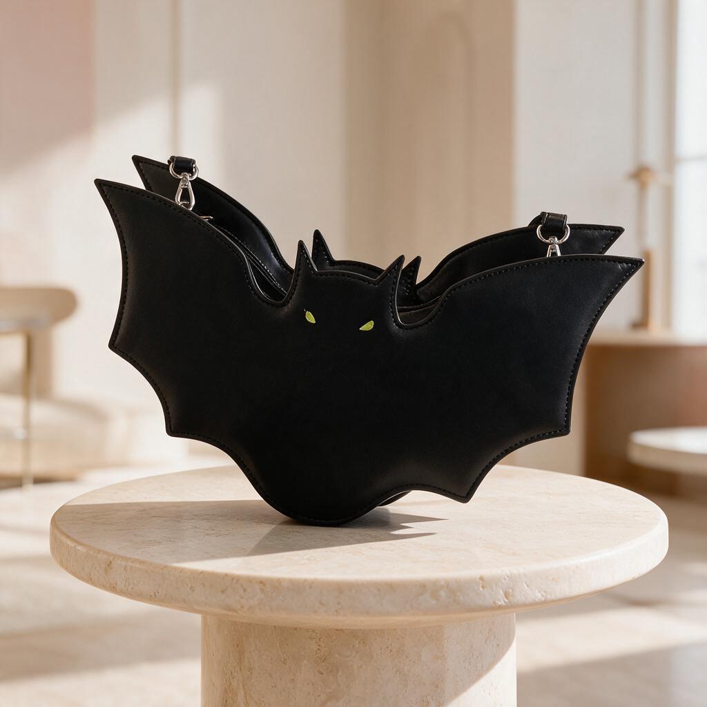 Bat Shoulder Bag, Gothic Bat Purse, Batwing Crossbody Bag, Black Alternative Handbag, Spooky Halloween Bag