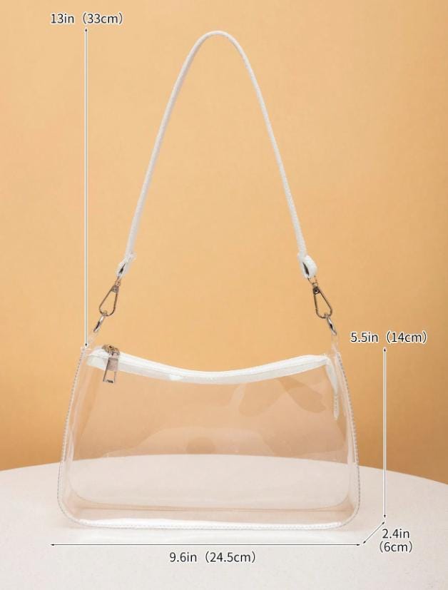 Clear Shoulder Bag, Transparent Purse for Women, See Through Handbag, White Strap Mini Bag, Everyday Purse