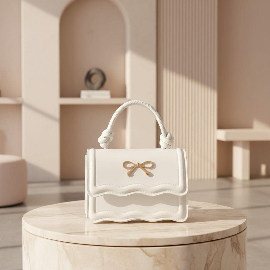 White Bow Handbag, Coquette Top Handle Bag, Kawaii Shoulder Purse, Y2K Mini Bag