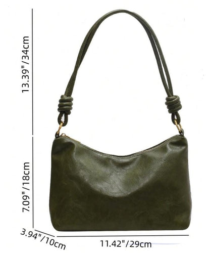 Olive Green Hobo Bag, Slouchy Shoulder Bag, Soft Faux Leather Purse, Y2K Shoulder Handbag, Knotted Strap Bag, Everyday Tote