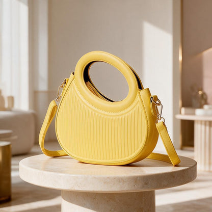 Yellow Top Handle Bag, Mini Crossbody Purse, Structured Shoulder Bag, Bright Yellow Handbag, Cute Everyday Bag, Small Purse