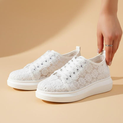 Lace Bridal Sneakers, White Wedding Shoes for Bride, Elegant Lace Wedding Trainers, Platform Bridal Shoes, Reception Sneakers