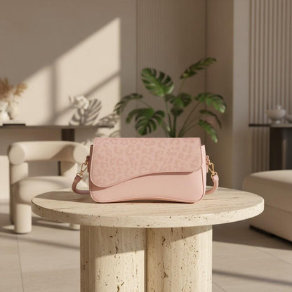 Pink Crossbody Bag, Pastel Shoulder Bag, Pink Flap Purse, Minimalist Handbag, Cute Everyday Bag