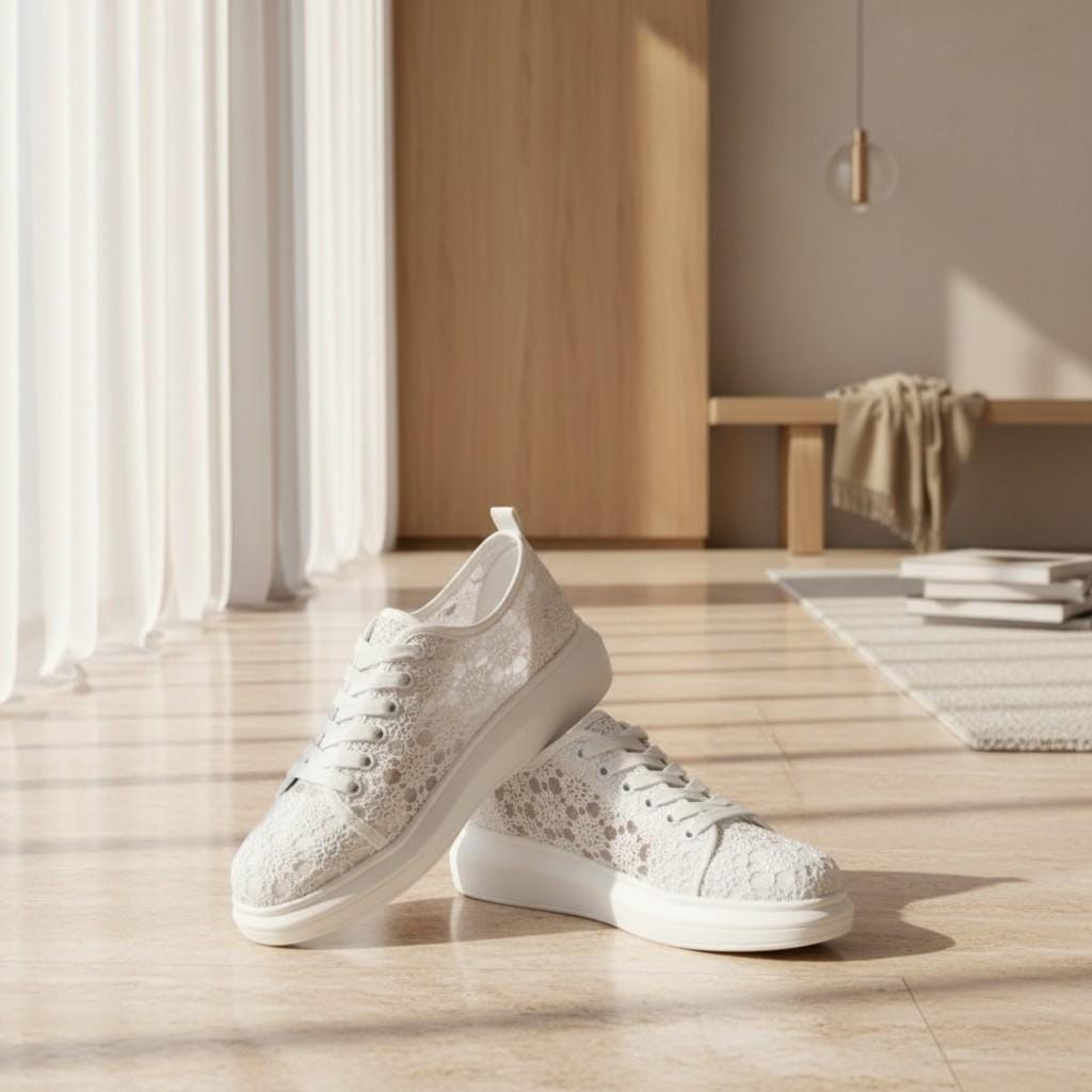 Lace Bridal Sneakers, White Wedding Shoes for Bride, Elegant Lace Wedding Trainers, Platform Bridal Shoes, Reception Sneakers