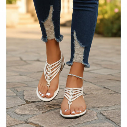 White Strappy Sandals for Women, Flat Gladiator Sandals, Summer Shoes, Boho Vacation Sandals, Beach Sandals, Casual Women's Shoes
