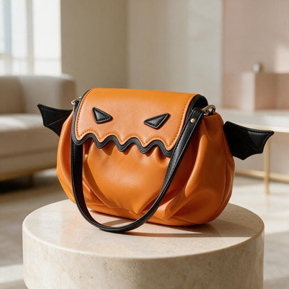 Orange Crossbody Bag, Cute Flap Shoulder Purse, Small Statement Handbag for Women, Trendy Everyday Bag