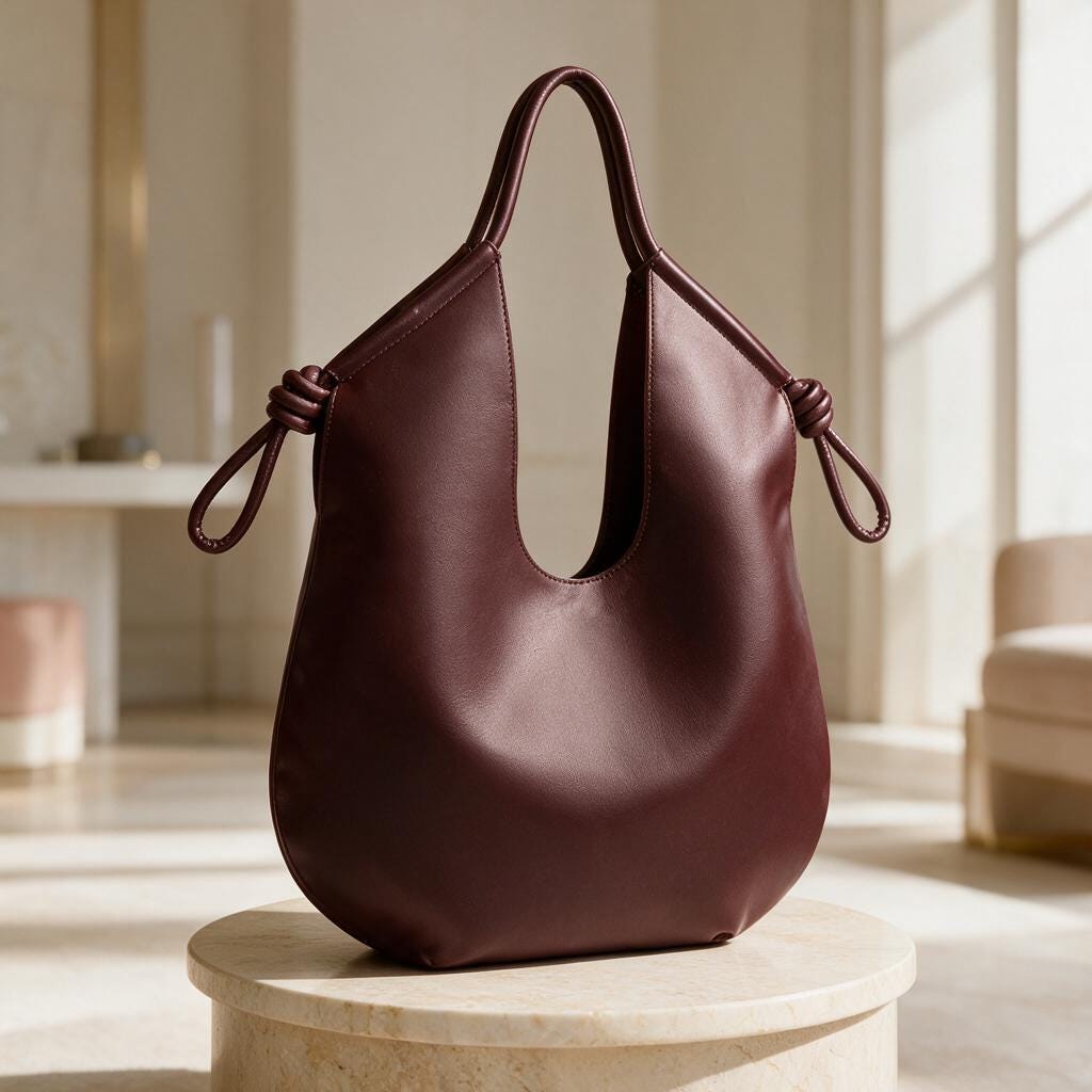 Burgundy Hobo Bag, Slouchy Shoulder Bag, Wine Red Purse, Knotted Strap Handbag, Minimalist Everyday Shoulder Bag, Soft Bag