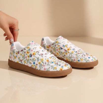 Floral Sneakers for Women, Wildflower Canvas Shoes, Colorful Low Top Casual Sneakers