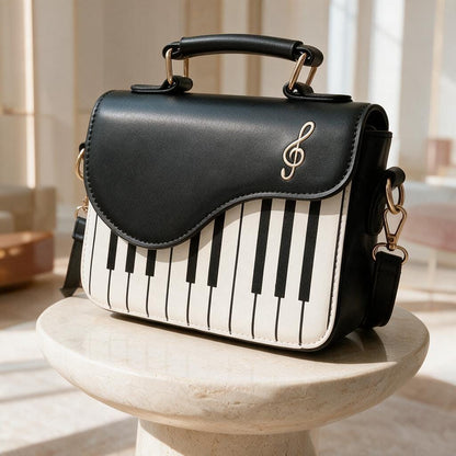 Piano Keyboard Bag, Music Lover Purse, Musical Handbag, Black White Crossbody, Music Teacher Gift, Piano Gift