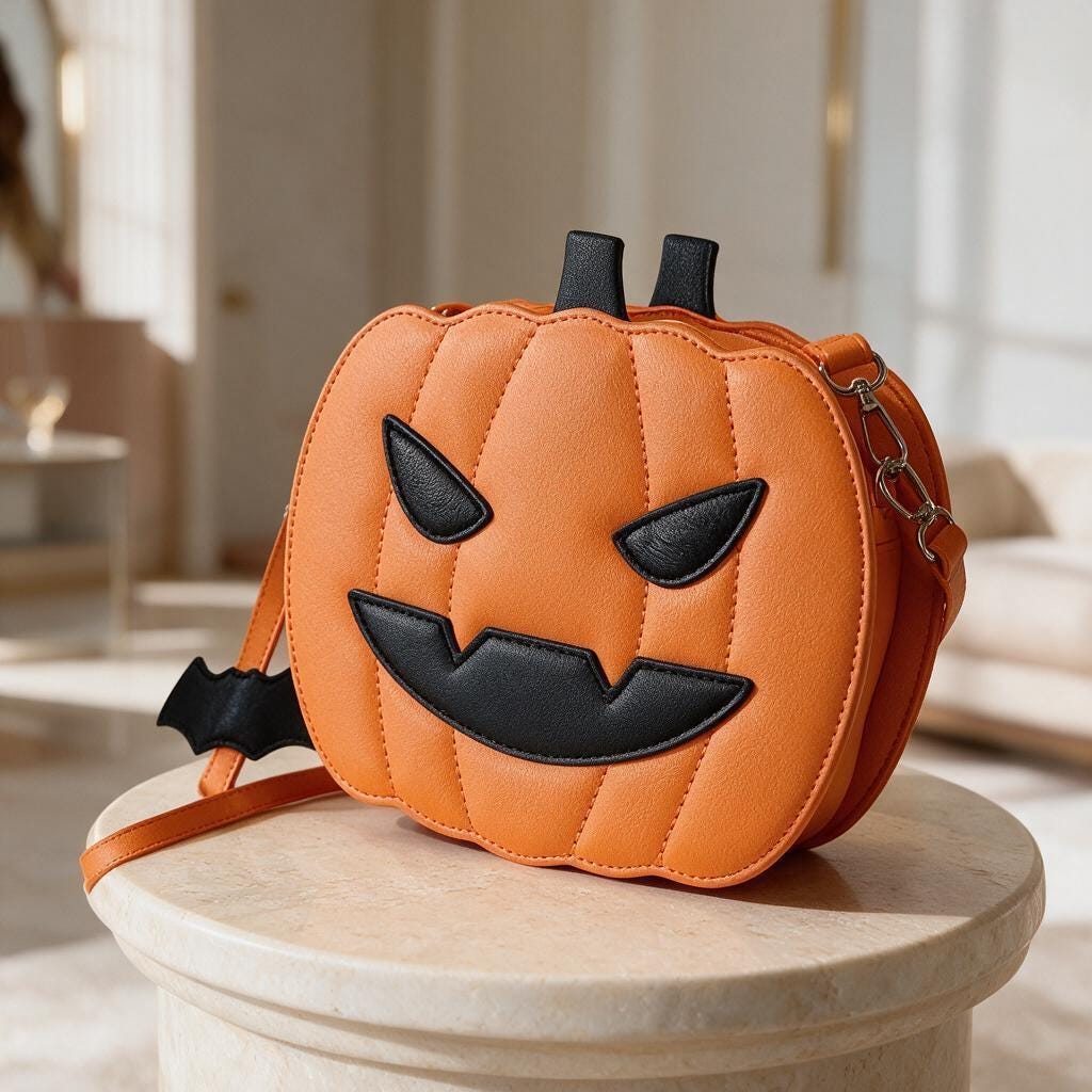 Halloween Pumpkin Crossbody Bag, Jack O Lantern Purse, Orange Pumpkin Handbag, Spooky Shoulder Bag, Halloween Gift