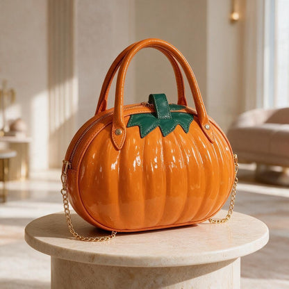 Pumpkin Handbag, Halloween Pumpkin Purse, Orange Fall Bag, Cute Autumn Shoulder Bag, Spooky Seasonal Accessory