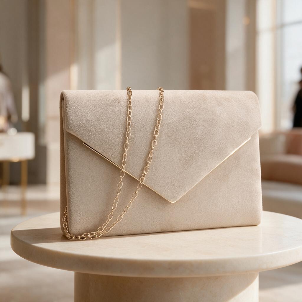 Ivory Clutch Bag, Cream Envelope Purse with Gold Chain, Elegant Evening Bag, Wedding Guest Handbag, Bridal Party Purse