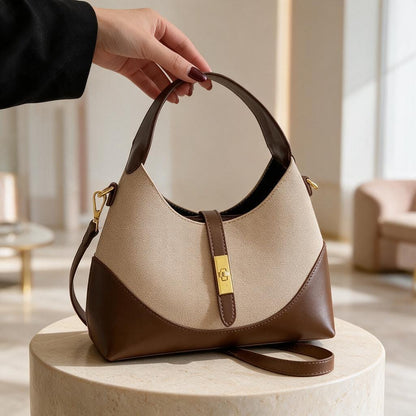 Brown Shoulder Bag, Women's Hobo Handbag, Two Tone Purse, Convertible Crossbody Bag, Neutral Everyday Handbag
