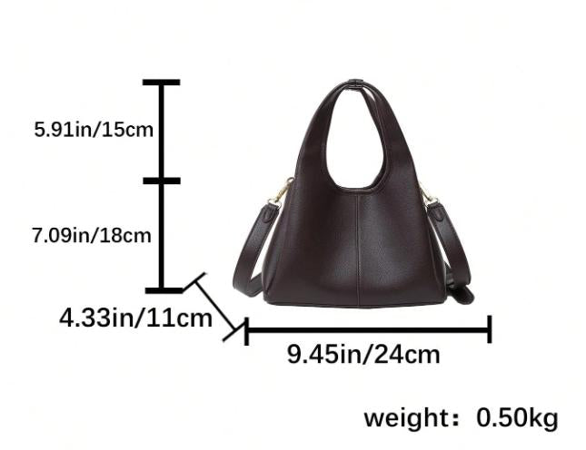 Dark Brown Handbag, Minimalist Shoulder Purse, Structured Top Handle Bag, Elegant Everyday Womens Bag, Classic Brown Purse