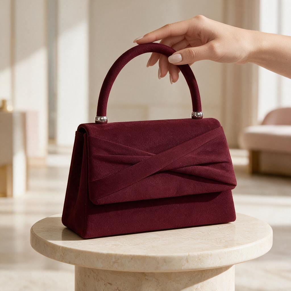 Burgundy Clutch Bag, Elegant Evening Purse, Wine Red Top Handle Bag, Wedding Guest Handbag, Formal Occasion Accessory