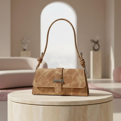 Beige Textured Shoulder Bag, Women's Flap Crossbody Purse, Cord Strap Handbag, Minimalist Tan Bag, Everyday Purse
