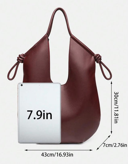 Burgundy Hobo Bag, Slouchy Shoulder Bag, Wine Red Purse, Knotted Strap Handbag, Minimalist Everyday Shoulder Bag, Soft Bag