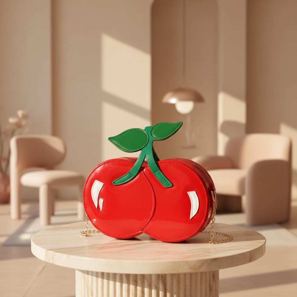 Red Tomato Shoulder Bag, Novelty Fruit Purse, Cute Tomato Crossbody Bag, Cherry Red Statement Handbag, Y2K Bag