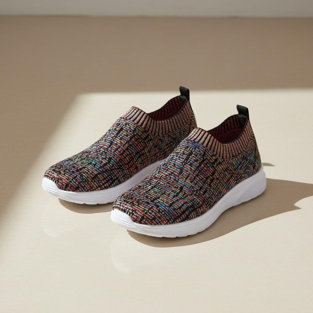 Colorful Knit Sock Sneakers for Women, Slip On Casual Shoes, Multicolor Everyday Sneakers