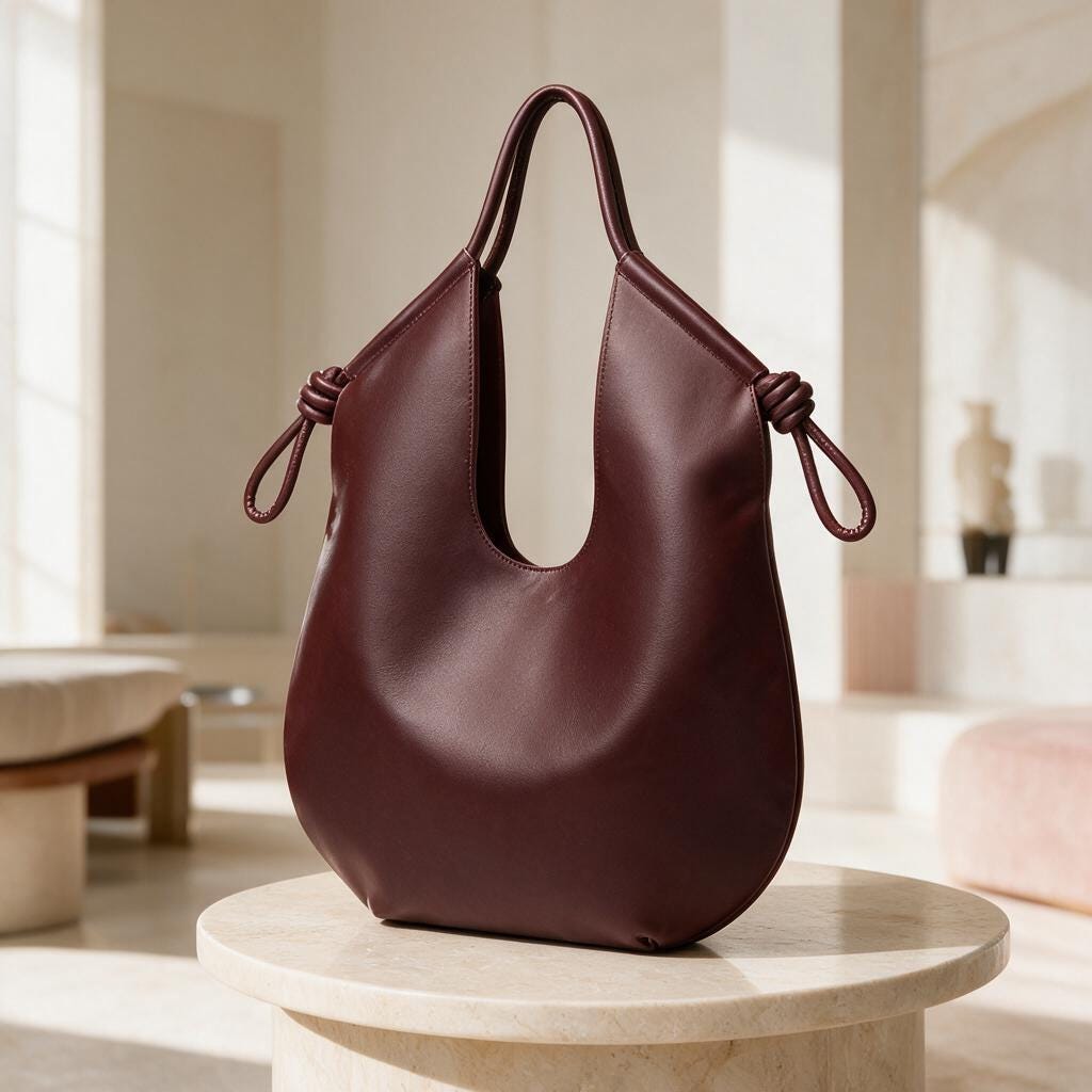 Burgundy Hobo Bag, Slouchy Shoulder Bag, Wine Red Purse, Knotted Strap Handbag, Minimalist Everyday Shoulder Bag, Soft Bag