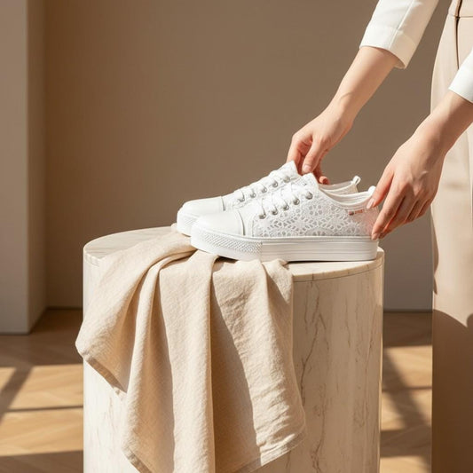 Lace Bridal Sneakers, White Wedding Shoes for Bride, Floral Lace Platform Trainers
