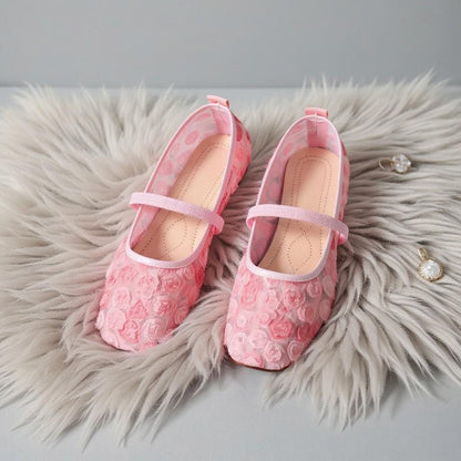 Pink Rose Mary Jane Heels, Floral Embroidered Shoes, Romantic Balletcore Pumps