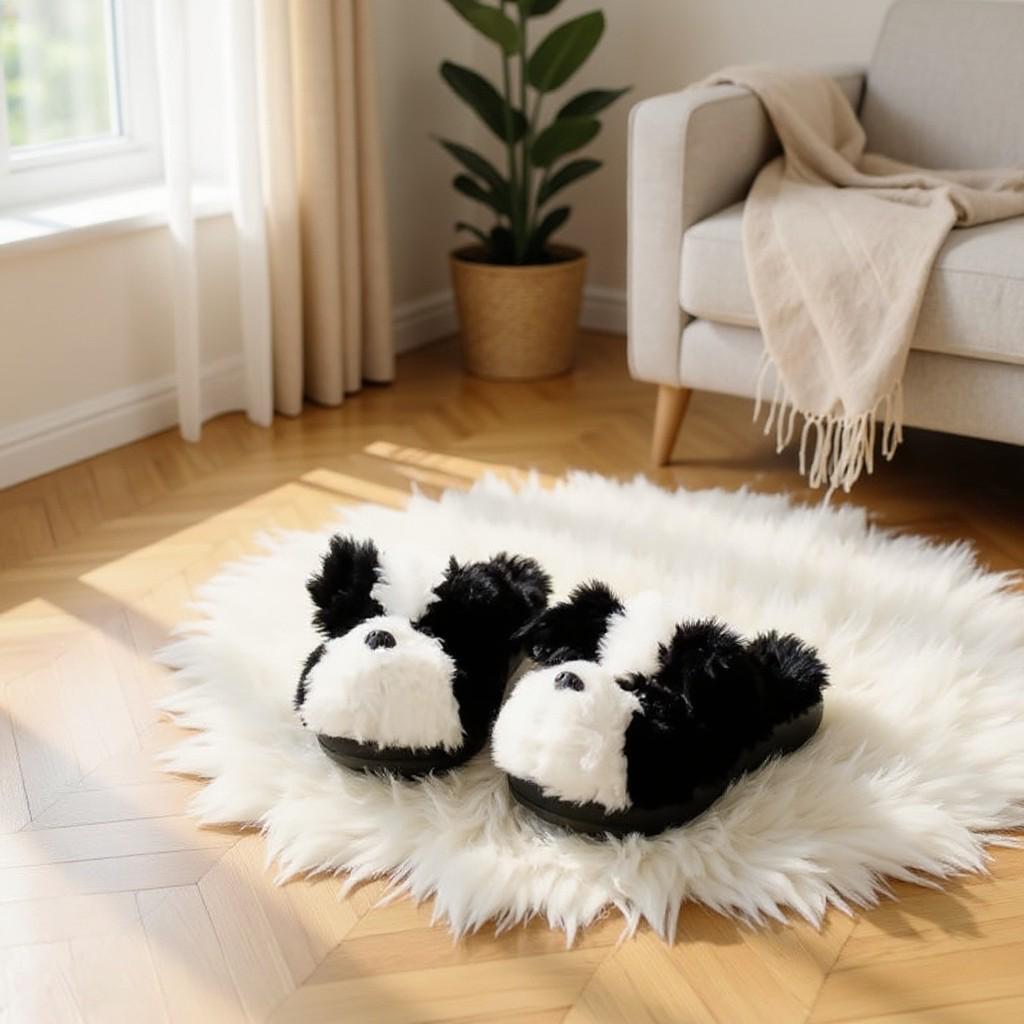 Panda Slippers, Cute Fuzzy House Shoes, Plush Animal Slippers, Cozy Indoor Slippers