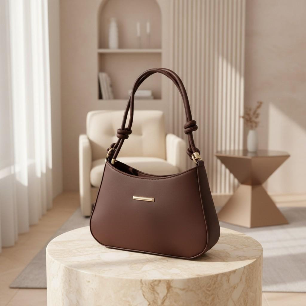Brown Knotted Shoulder Bag, Chocolate Hobo Handbag, Knot Handle Purse, Minimalist Brown Bag, Elegant Everyday Handbag