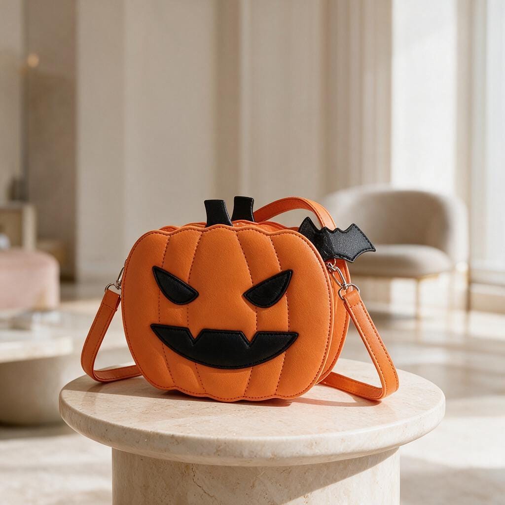Halloween Pumpkin Crossbody Bag, Jack O Lantern Purse, Orange Pumpkin Handbag, Spooky Shoulder Bag, Halloween Gift