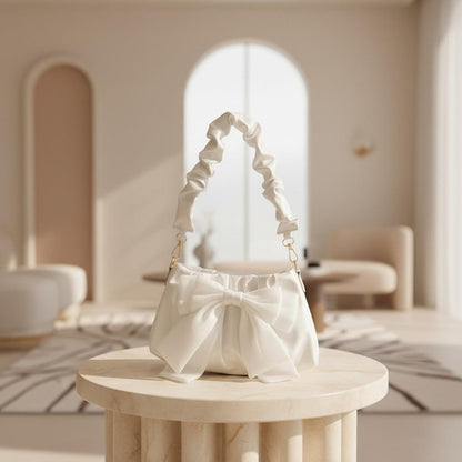 White Bow Shoulder Bag, Coquette Satin Purse, Large Ribbon Bow Handbag, Y2K Romantic Bag