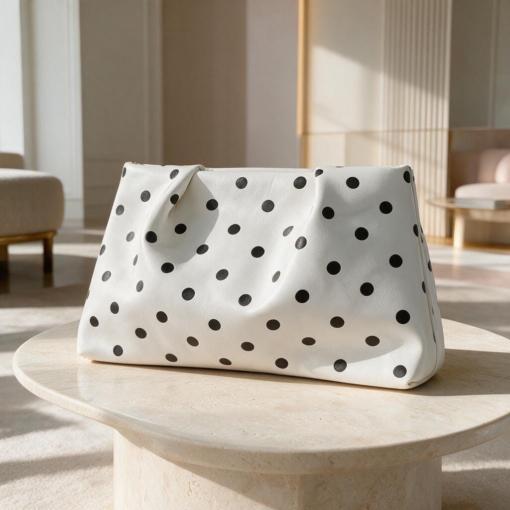 Black White Polka Dot Clutch Bag, Foldover Purse, Retro Y2K Evening Bag, White Statement Handbag, Cute Party Clutch
