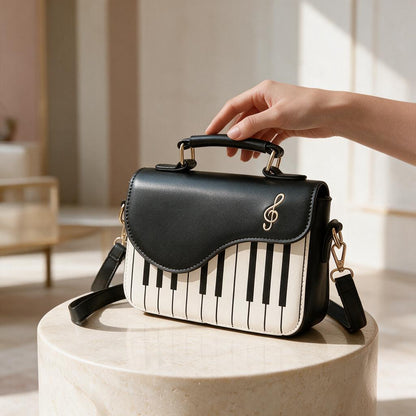 Piano Keyboard Bag, Music Lover Purse, Musical Handbag, Black White Crossbody, Music Teacher Gift, Piano Gift