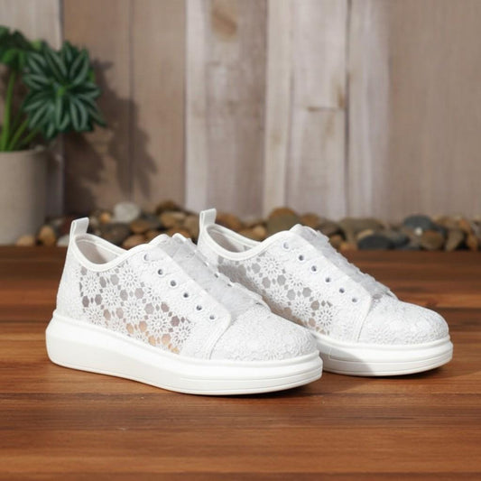 Lace Bridal Sneakers, White Wedding Shoes for Bride, Elegant Lace Wedding Trainers, Platform Bridal Shoes, Reception Sneakers