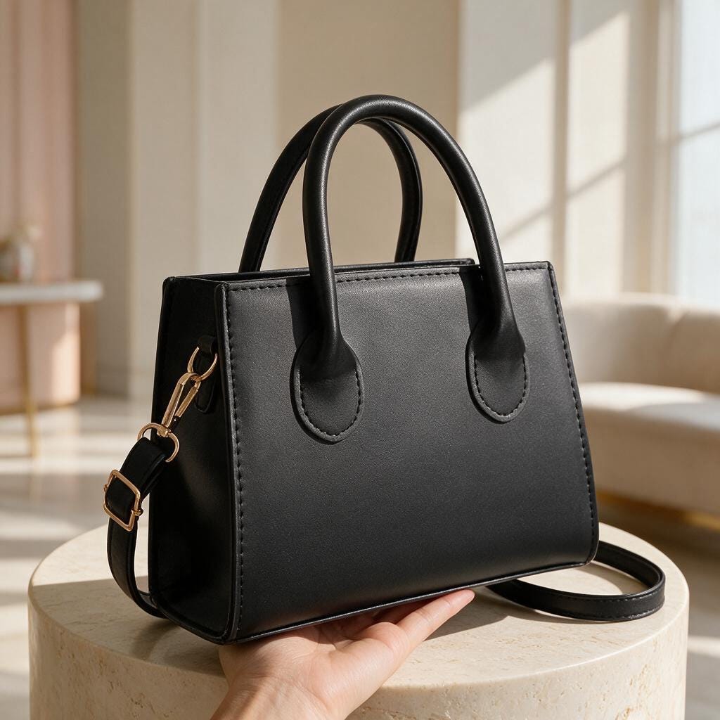 Black Structured Handbag, Minimalist Top Handle Purse, Elegant Shoulder Bag, Classic Womens Handbag, Everyday Work Purse