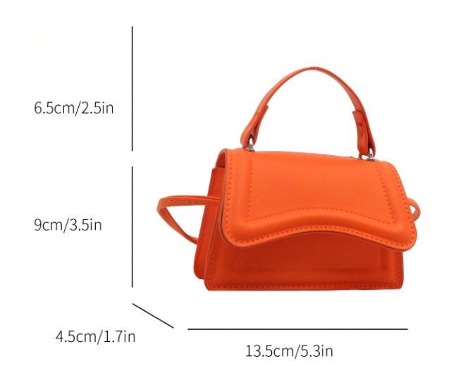 Orange Mini Crossbody Bag, Women's Shoulder Purse, Small Top Handle Handbag, Structured Flap Bag, Cute Orange Purse