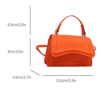 Orange Mini Crossbody Bag, Women's Shoulder Purse, Small Top Handle Handbag, Structured Flap Bag, Cute Orange Purse